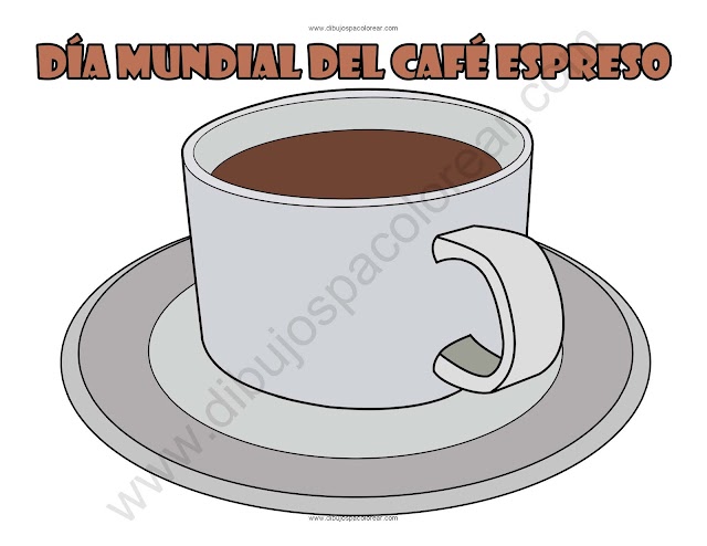 Día Mundial del Café Espreso dibujo a color y para colorear